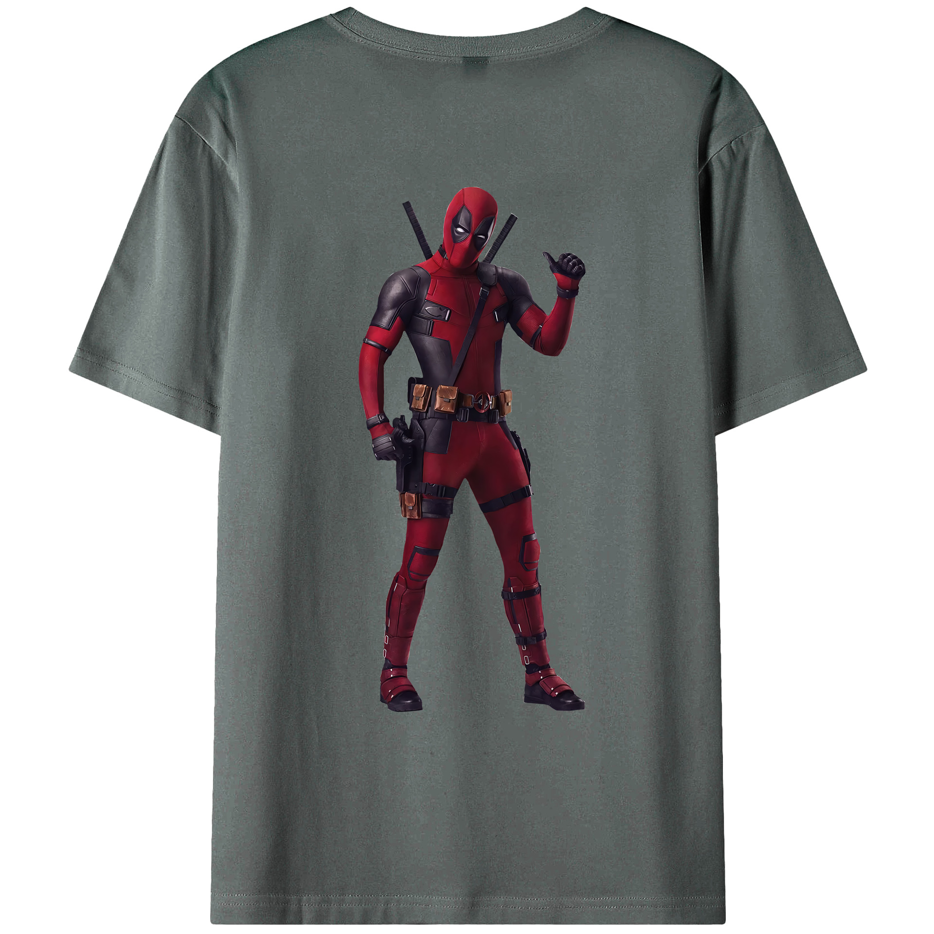 （画像用） Deadpool デッドプール 綿100％ メンズ半袖Tシャツ（バックプリント） 通気性